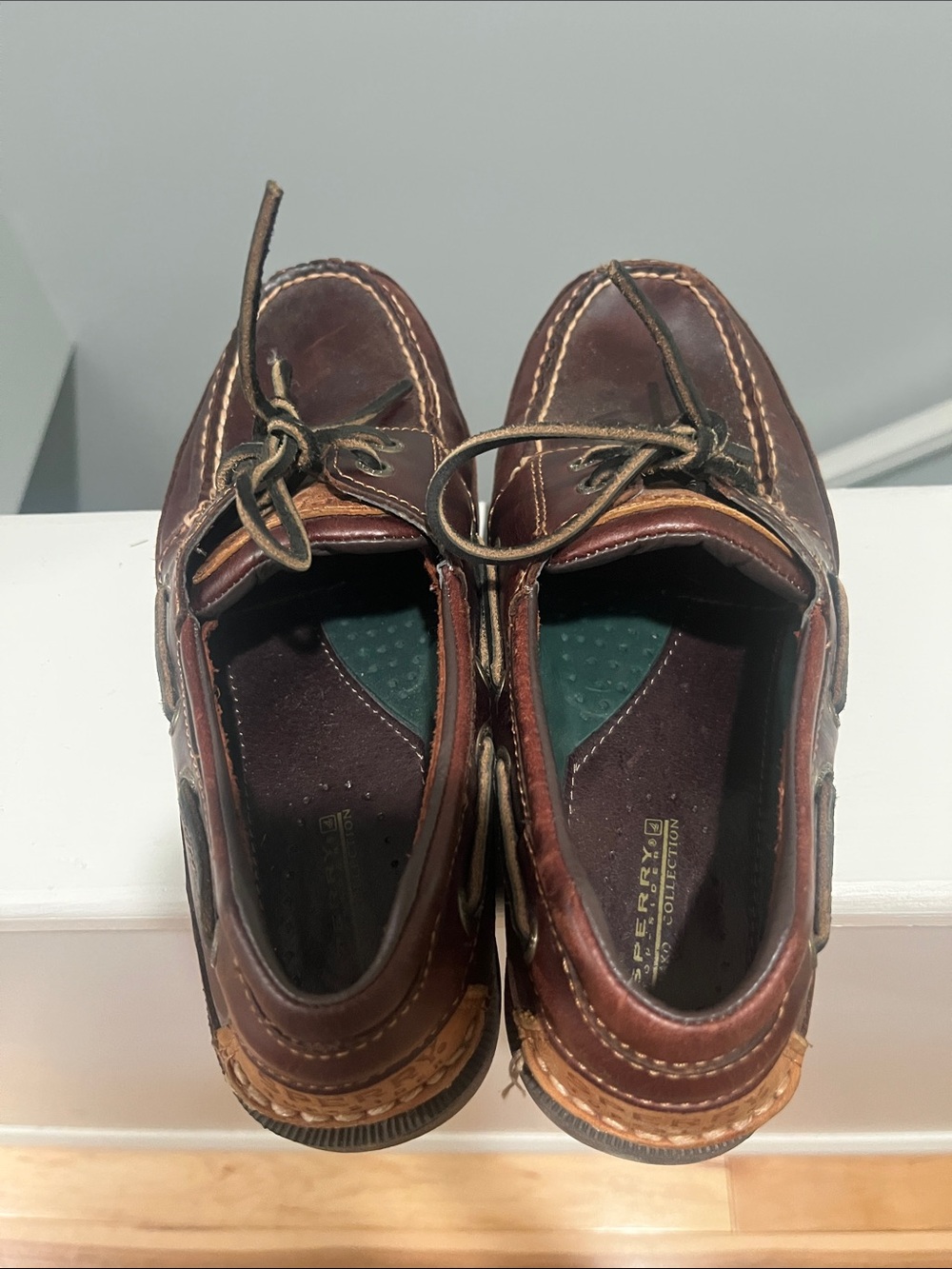 Sperry Dark Brown Leather Lace-Up Boat Shoes Mens 8.5 8 1/2 - Picture 11 of 13